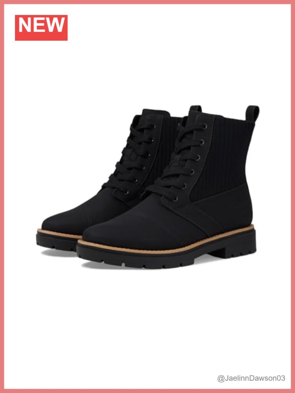 TOMS Ionie Ankle Boots PU Leather Textile Lace-Up Side Gore Women's